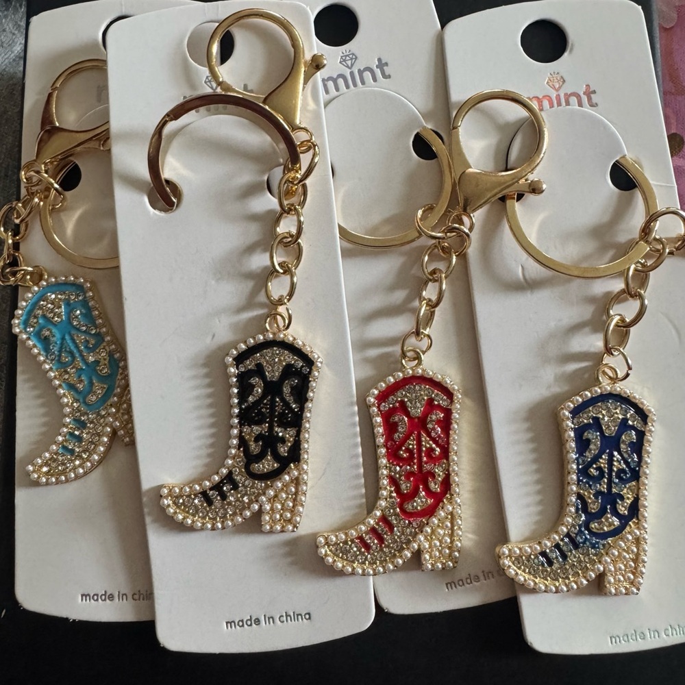 3 for $50 Mint Boot Keychain Set - Black, Red, Blue, aqua blue